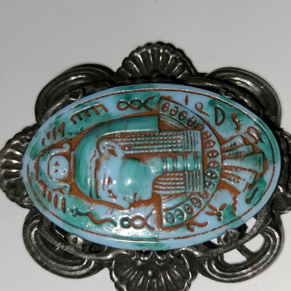 Vintage Neiger Bros Egyptian Revival Cameo Brooch Pin Czech Glass Antique EUC - Picture 2 of 7